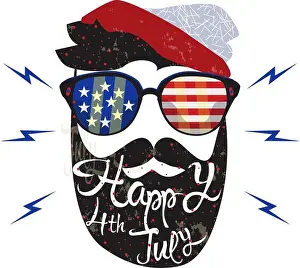 American Flag Prints: American cowboy. Vector illustration. july fourth