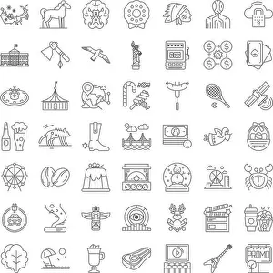 Capitol Prints: American culture linear icons, signs, symbols vector line illustration set