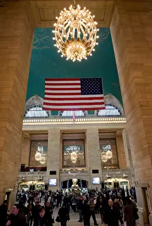 American Flag Prints: American flag hangs at Grand Central Station, New York