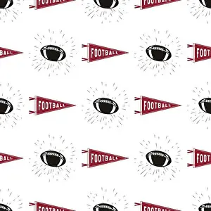 Rugby Prints: American football seamless pattern with sports symbols - ball