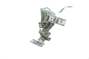 Jackpot Prints: American money, falling cash. Flying hundred dollars