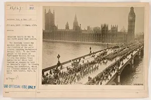 Westminster Bridge Prints: American troops marching through London