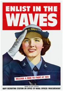 Fight Prints: American, WW2 female recruitment poster: Enlist in the Waves