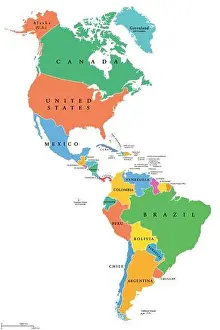 Multi Prints: The Americas, single states, political map with national borders