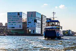 Typical Houses Prints: Amsterdam, a boat in front of the Passenger Terminal