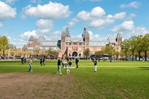 Images Dated 3rd May 2016: Amsterdam, Netherlands on May 03, 2016 : People chilling in the park on The Museumplein near