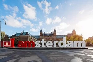 Images Dated 3rd May 2016: Amsterdam, Netherlands - May 03 2016: The Rijksmuseum Amsterdam museum area with the words
