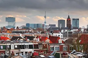 Amsterdam, Netherlands view of the modern cityscape from De Pijp at dusk