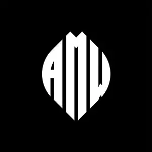 AMW circle letter logo design with circle and ellipse shape