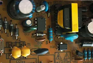Diode Prints: Analog electronic background. Electronic circuit board
