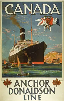 Cruise Ship Prints: Anchor Donaldson Line ad vintage travel poster, 1920 - Editorial use only
