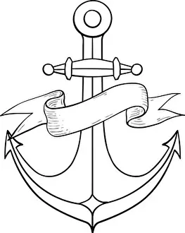 Anchor Prints: Anchor. Outline drawing, hand drawn sketch