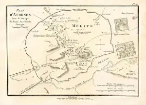 Quai Prints: ANCIENT ATHENS City plan. Plan d'Athènes'. Ancient Greece. TARDIEU 1832 map
