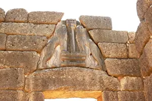 Ancient city of Mycenae, Lion gate wall around the akropolis of Mykene, Peloponnese, Greece