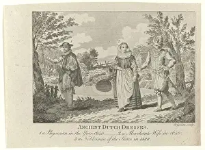 Skirt Prints: Ancient Dutch Dresses, 1760 - 1770 From left to right: number 1 represents a doctor in the year 1640