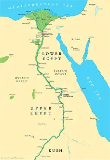 Red Sea Prints: Ancient Egypt Map. Historical map of Ancient Egypt with most important sights
