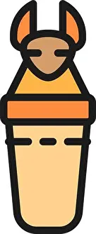 Horus Prints: Ancient egyptian sarcophagus, Canopic jars flat color line icon