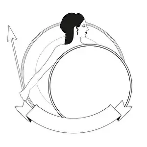 Earrings Prints: Ancient Greek style warrior woman carrying a shield and spear