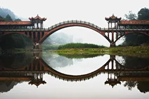 Chengdu Prints: Ancient Haoshang bridge near the Giant Budda in Leshan, Sichuan province, China