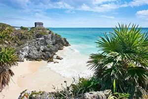 Images Dated 26th February 2016: Ancient Maya Ruins, Caribbean Beach of Tulum, Mexico's Riviera, Mexico