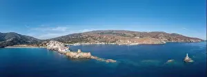 Andros Island, Greece. Chora town aerial panoramic view