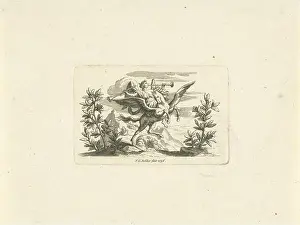 Heavenly Prints: An angel blows on a trumpet An angel riding a winged horse and blowing a trumpet