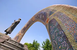 Tajikistan Prints: Angle view with colorful mosaic arch