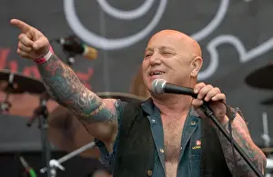 Angry Anderson, singer of Australian hardrock band Rose Tattoo performs on stage at the Wacken Open Air Festival