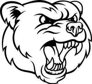 Decal Prints: Angry Grizzly Bear Sports Mascot Face