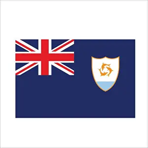 Sovereign Prints: Anguilla's flag features the union jack and a shield with three orange dolphins on a white