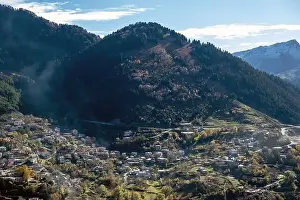 Pindus Prints: Anilio, Epirus Greece. Aerial view of traditional village on Pindus mountain