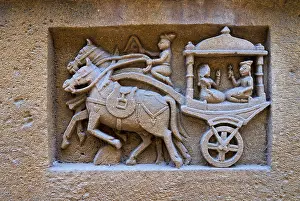 Udaipur Prints: Animal & human figures, carved on wall stones of Lodhurva or Lodrawa Jain Temple Jaisalmer