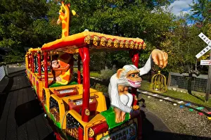 Wildlife Park Prints: Animal train at the Wildwood Wildlife Park Zoo of the Northwoods in Minocqua, Wisconsin