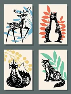 Scandi Prints: Animals posters. Scandinavian style modern forest fox