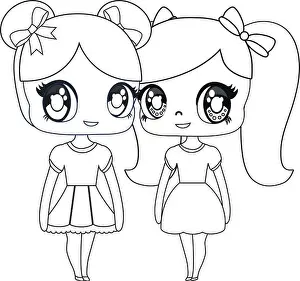 Manga Prints: anime girls icon over white background, vector illustration