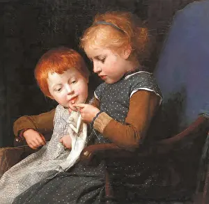 Early 20th Prints: Anker Albert - the Little Knitters 1