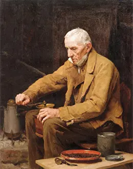 Anker Albert - Old Man with Coffee Grinder