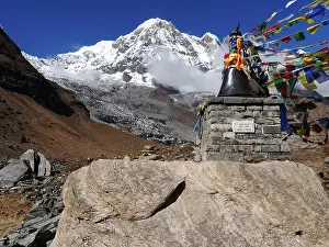 Himalayan Prints: Annapurna South & Prayer Flags from the Ian Clough/Cesar Payre Bell Shrine at Annapurna Base Camp (ABC)