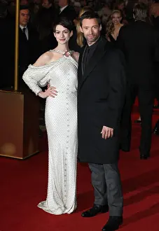London England Prints: ANNE HATHAWAY & HUGH JACKMAN LES MISERABLES UK PREMIERE LONDON ENGLAND UK 05 December 2012
