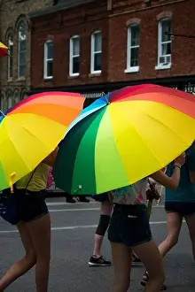 The annual Pride Parade Festival in London Ontario in 2018 and 2019 walking from the Western Fair to Victoria Park in London Ontario Canada