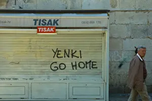 Kiosk Prints: Anti American graffiti in Split Croatia Europe