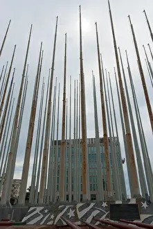 Capitalism Prints: Anti Imperialist Plaza sculpture in front of US Special Interests Section building Havana Cuba