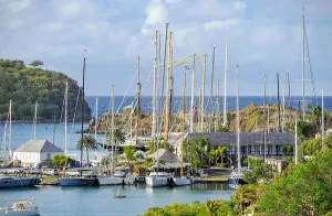 Yachting Prints: Antigua Lesser Antilles islands in the Caribbean West Indies - View across English Harbour home to Nelsons Dockyard