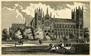 Antique 1854 engraving, "View of Westminster Abbey in London." SOURCE: ORIGINAL ENGRAVING