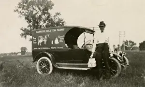 Snapshot Prints: Antique c1922 photograph, company vehicle and driver from Mankato Holstein Farm in Mankato