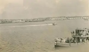 Snapshot Prints: Antique c1940 photograph, waterplane lands in Havana Harbor