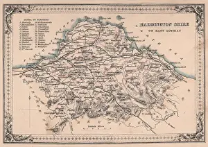 1868 Prints: Antique county map of Haddingtonshire or East Lothian. FULLARTON 1868 old
