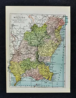 Emerald Prints: Antique Ireland Map - Wexford County - Enniscorthy Newtonbarry Gorey Carnscore Point