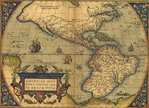 Latitude Prints: Antique Map of North and South America by Abraham Ortelius, circa 1570