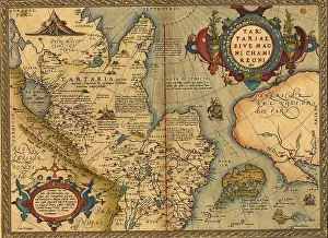 Latitude Prints: Antique Map of Tartary, China and Japan by Abraham Ortelius, circa 1570
